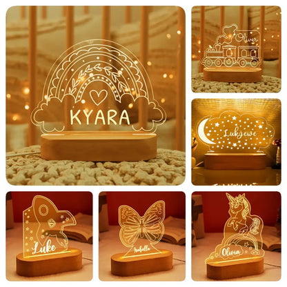 Personalized rainbow usb night light bedroom baby kids lamp
