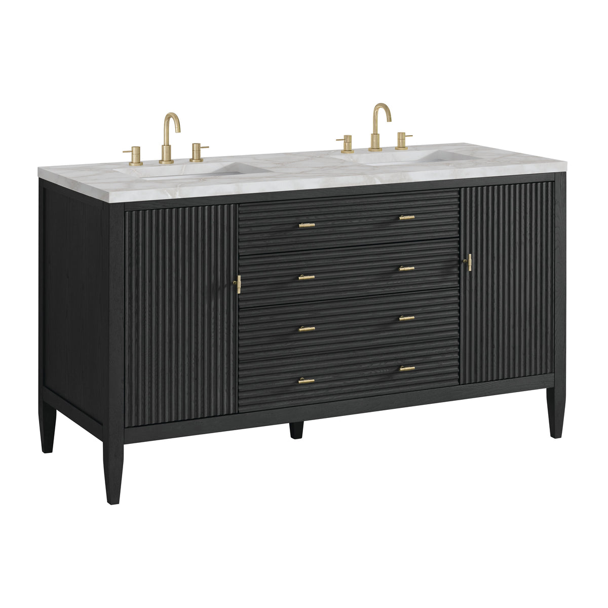 James Martin Myrrin 60" Double Bathroom Vanity, Carbon Oak
