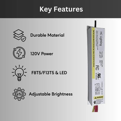 Ballast for Fluorescent Lights 8W or 13W F8T5 or F13T5| 120V Dimmable