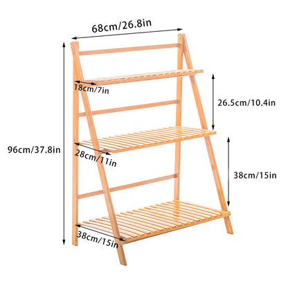 DecorBites™ Bamboo 3 Tier Plant Shelf Stand