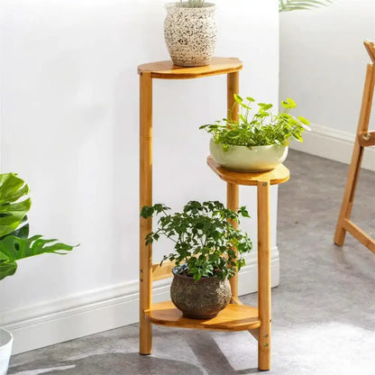 Natural & dark bamboo 3 tier plant stand living room display