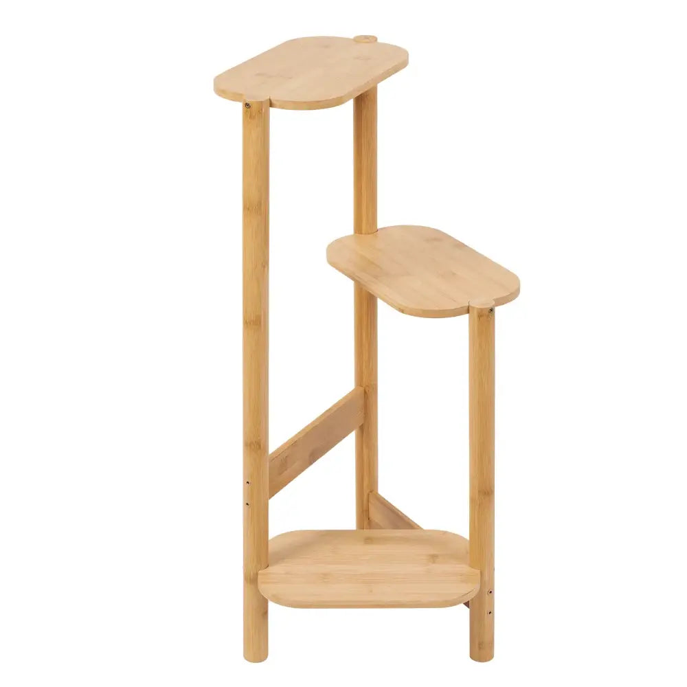 Natural & dark bamboo 3 tier plant stand living room display