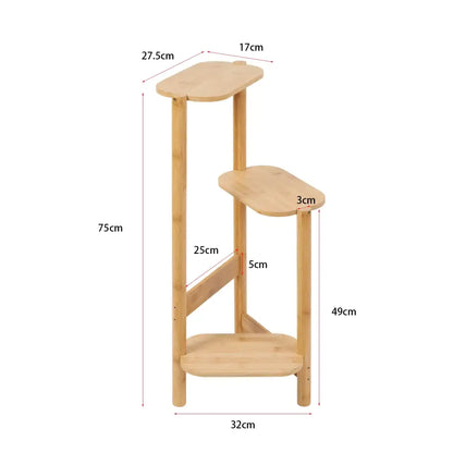 Natural & dark bamboo 3 tier plant stand living room display