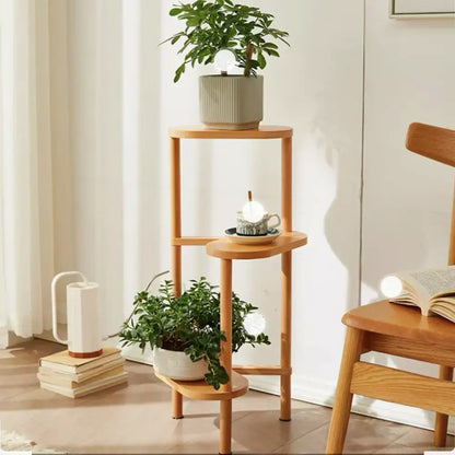 Natural & dark bamboo 3 tier plant stand living room display