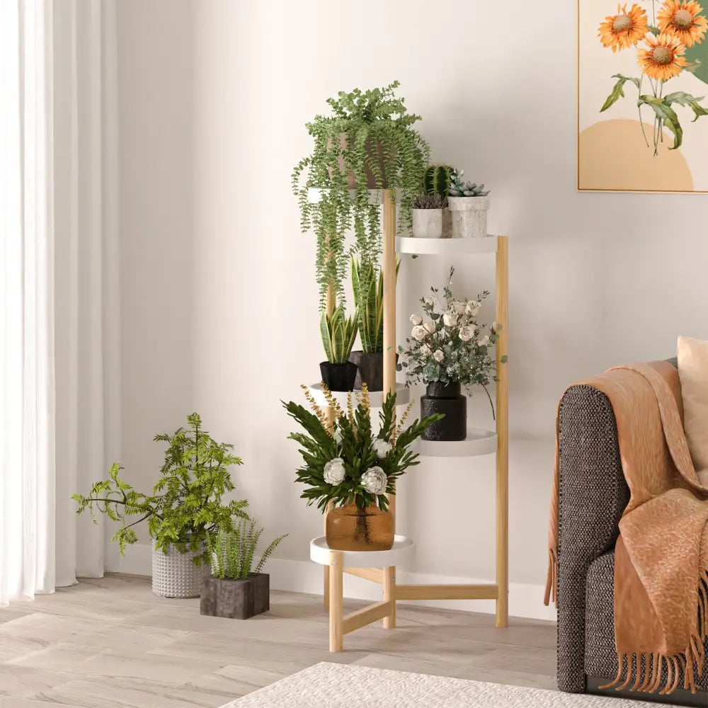 Minimalist white and gold 4 tier plant stand living room indoor outdoor