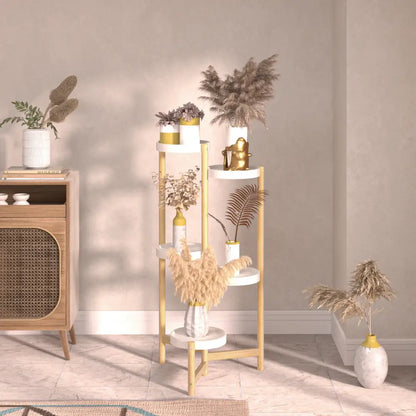 Minimalist white and gold 4 tier plant stand living room indoor outdoor