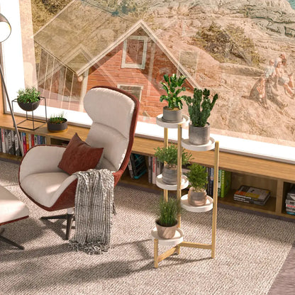 Minimalist white and gold 4 tier plant stand living room indoor outdoor