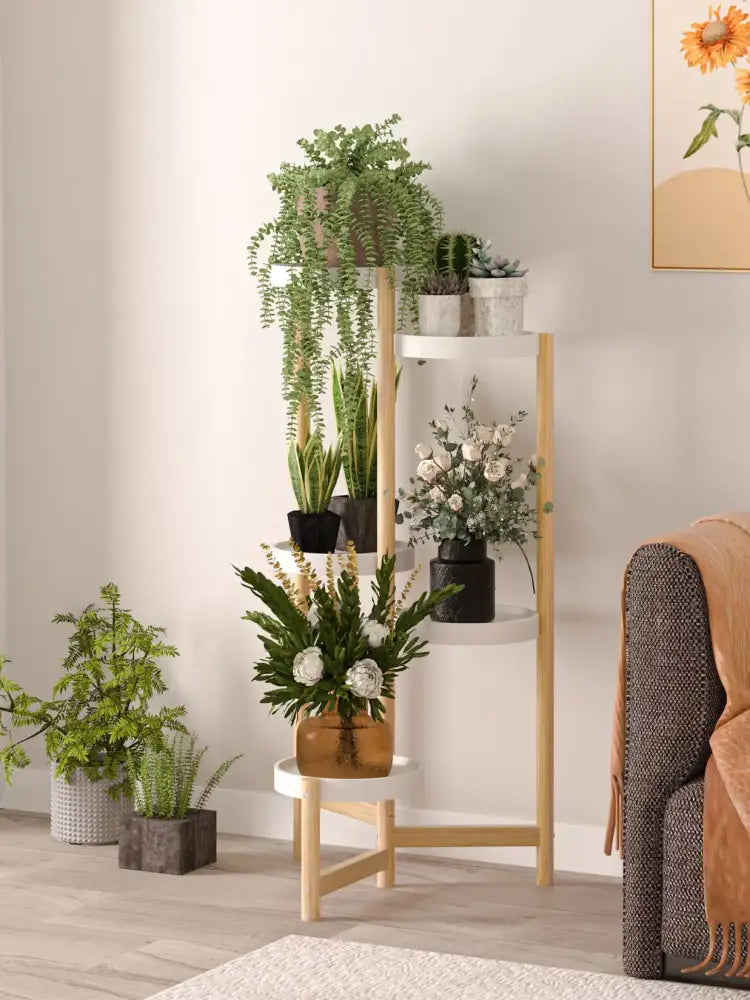 Minimalist white and gold 4 tier plant stand living room indoor outdoor