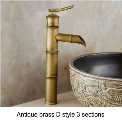 Bamboo antique brass & black basin mixer tap bathroom faucet