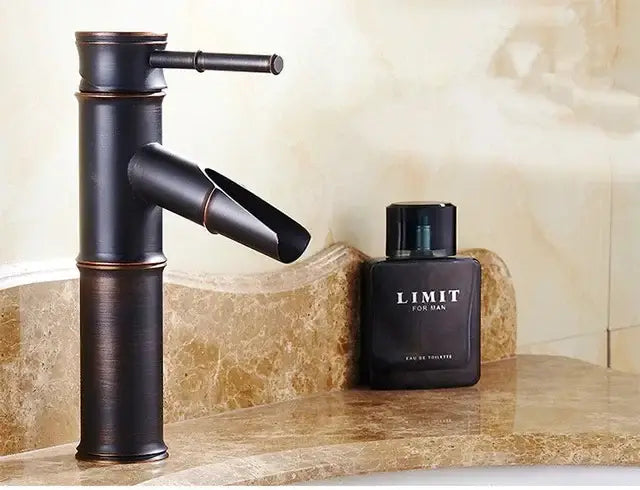 Bamboo black & copper high arch mixer bathroom waterfall faucet