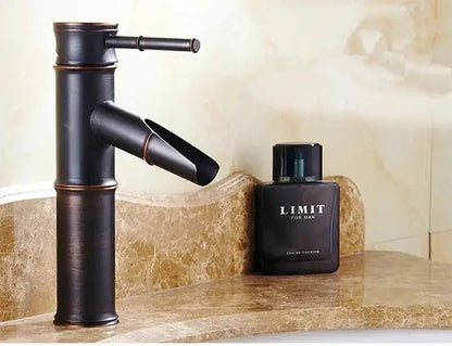 Bamboo black & copper high arch mixer bathroom waterfall faucet