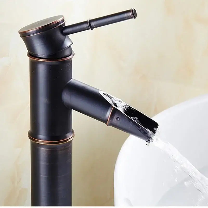 Bamboo black & copper high arch mixer bathroom waterfall faucet