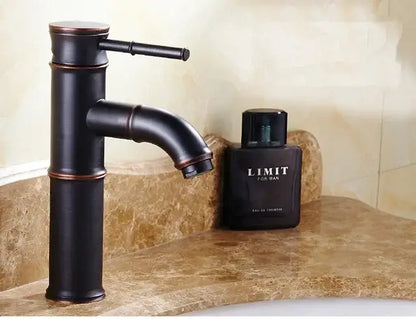 Bamboo black & copper high arch mixer bathroom waterfall faucet