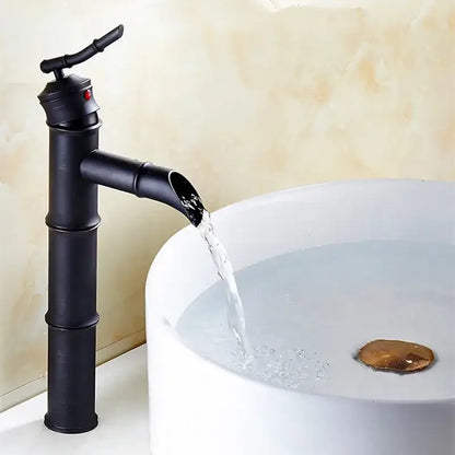 Bamboo black & copper high arch mixer bathroom waterfall faucet