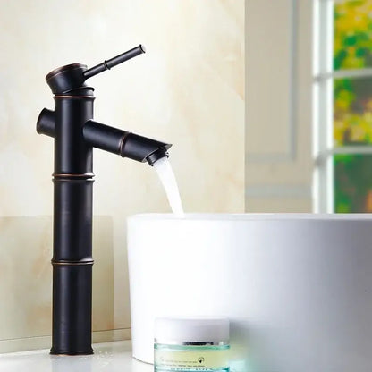 Bamboo black & copper high arch mixer bathroom waterfall faucet