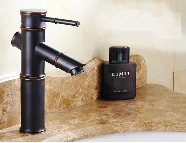 Bamboo black & copper high arch mixer bathroom waterfall faucet
