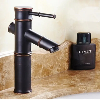 Bamboo black & copper high arch mixer bathroom waterfall faucet