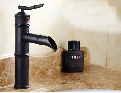 Bamboo black & copper high arch mixer bathroom waterfall faucet