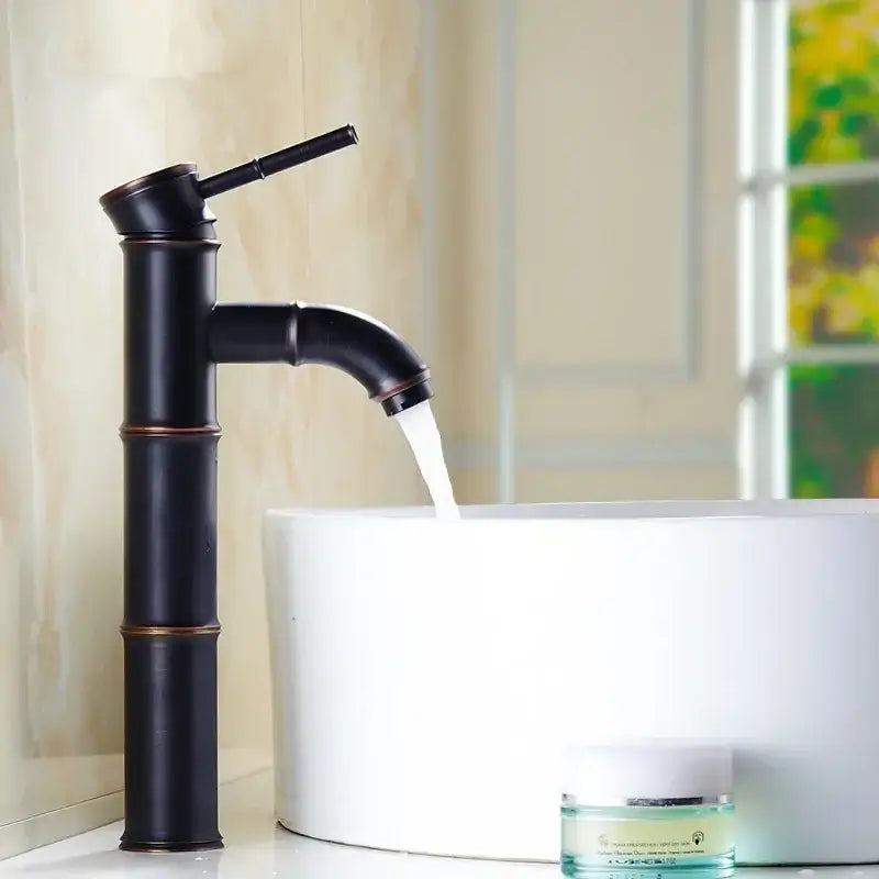 Bamboo black & copper high arch mixer bathroom waterfall faucet