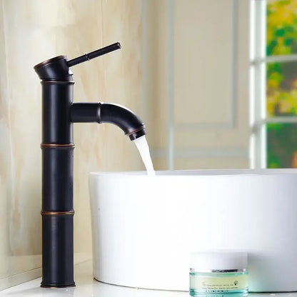 Bamboo black & copper high arch mixer bathroom waterfall faucet