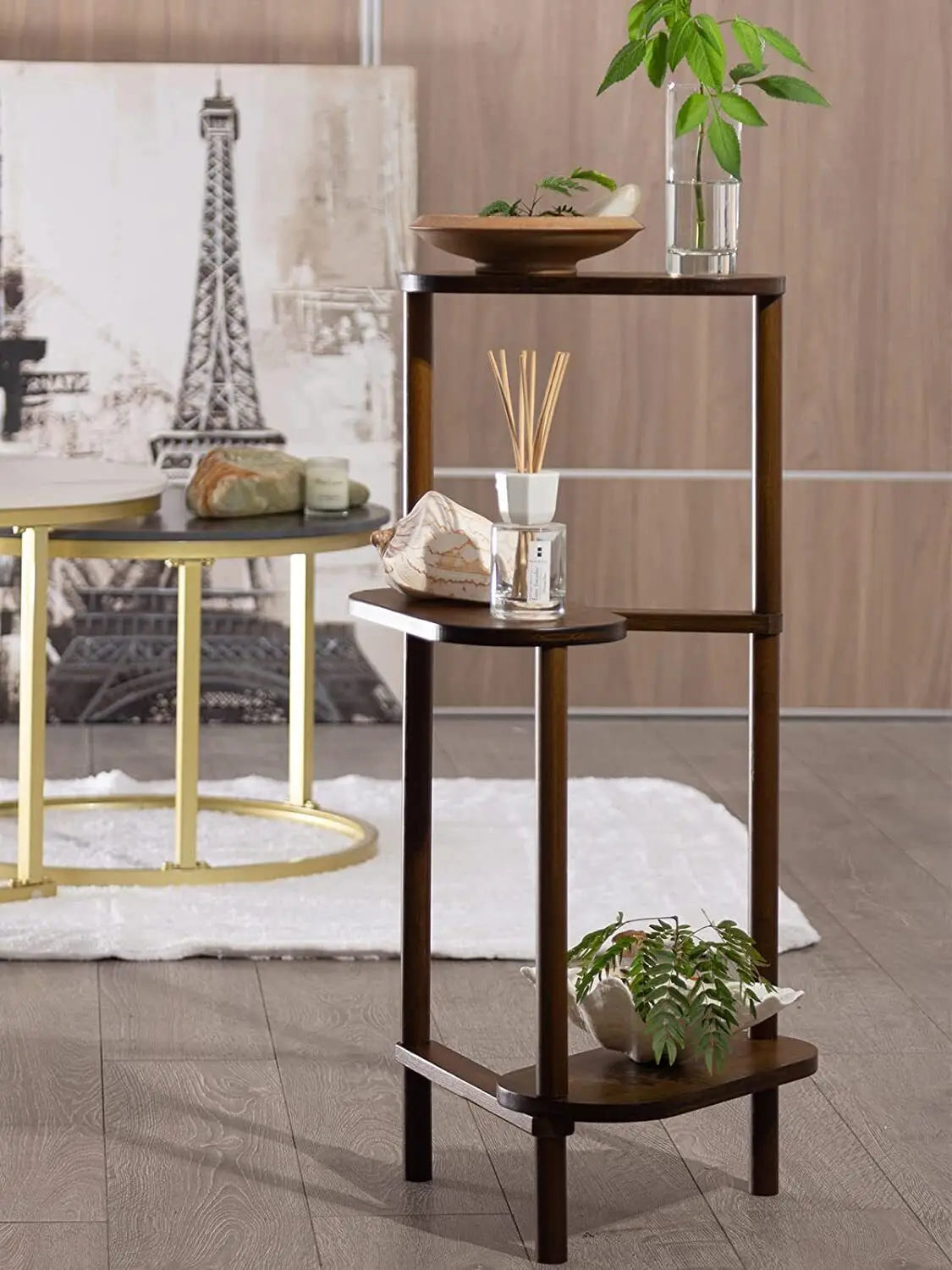 DecorBites™ Bamboo Corner Plant Stand for Garden Balcony