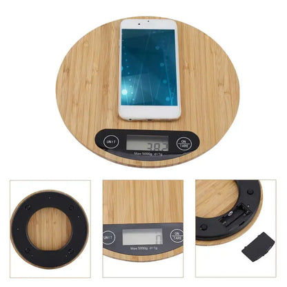 Bamboo digital kitchen scale set – kitchen lcd display 5kg capacity