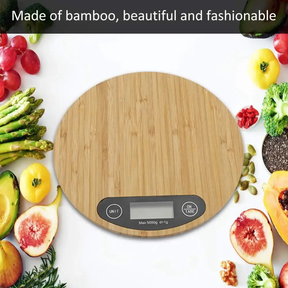 Bamboo digital kitchen scale set – kitchen lcd display 5kg capacity