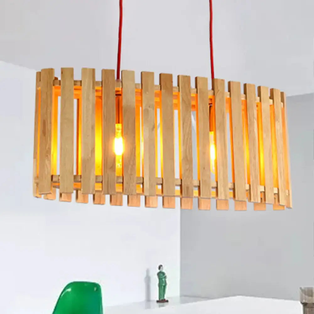 Bamboo linear island lighting wood slat pendant for dining room