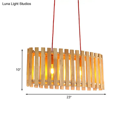 Bamboo linear island lighting wood slat pendant for dining room