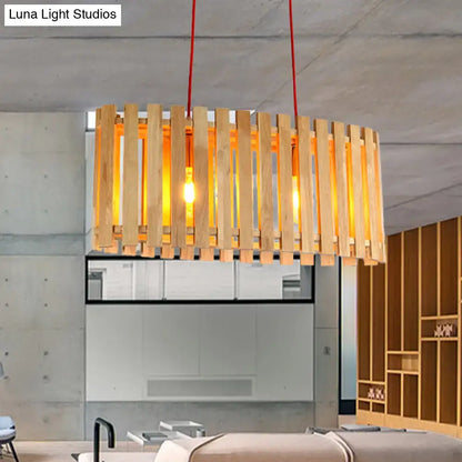 Bamboo linear island lighting wood slat pendant for dining room