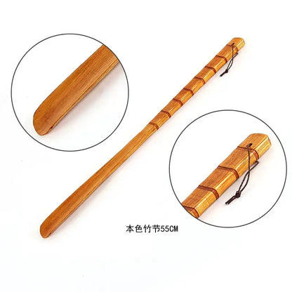 Bamboo pattern long handle shoe lifter bedroom dressing aid