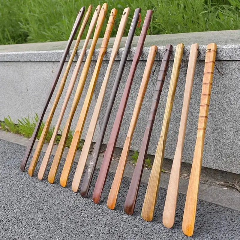 Bamboo pattern long handle shoe lifter bedroom dressing aid