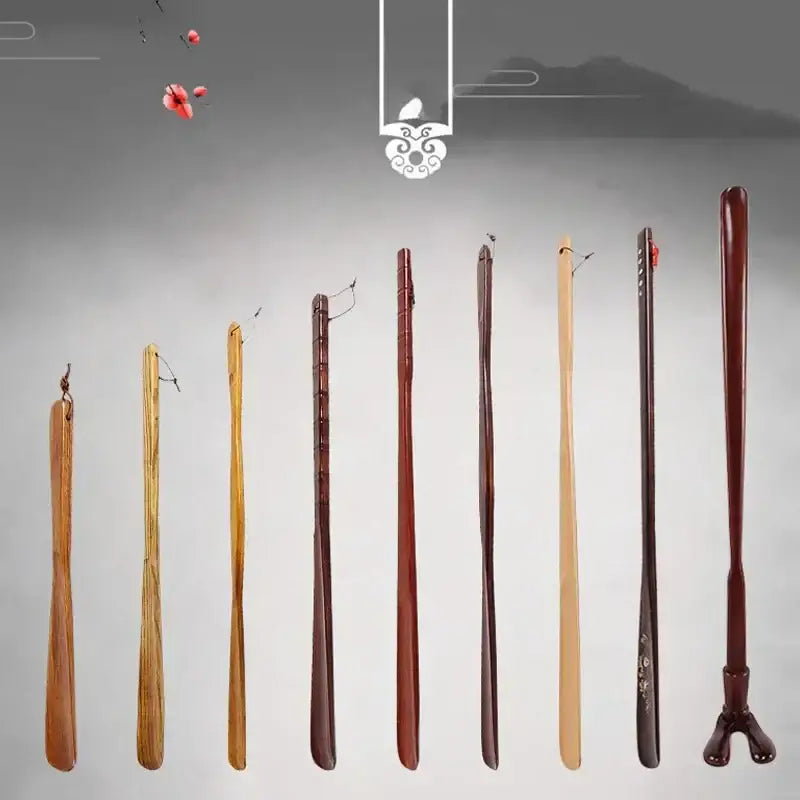 Bamboo pattern long handle shoe lifter bedroom dressing aid
