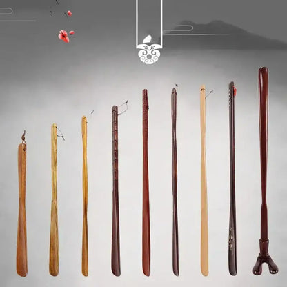 Bamboo pattern long handle shoe lifter bedroom dressing aid