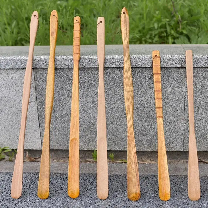 Bamboo pattern long handle shoe lifter bedroom dressing aid
