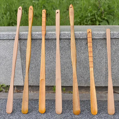 Bamboo pattern long handle shoe lifter bedroom dressing aid