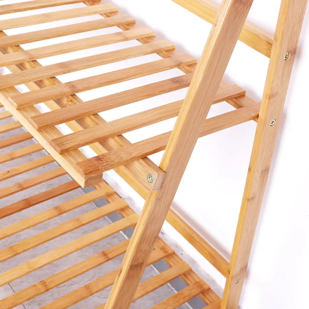Modern bamboo a-frame plant pot shelf living room 3 tier stand