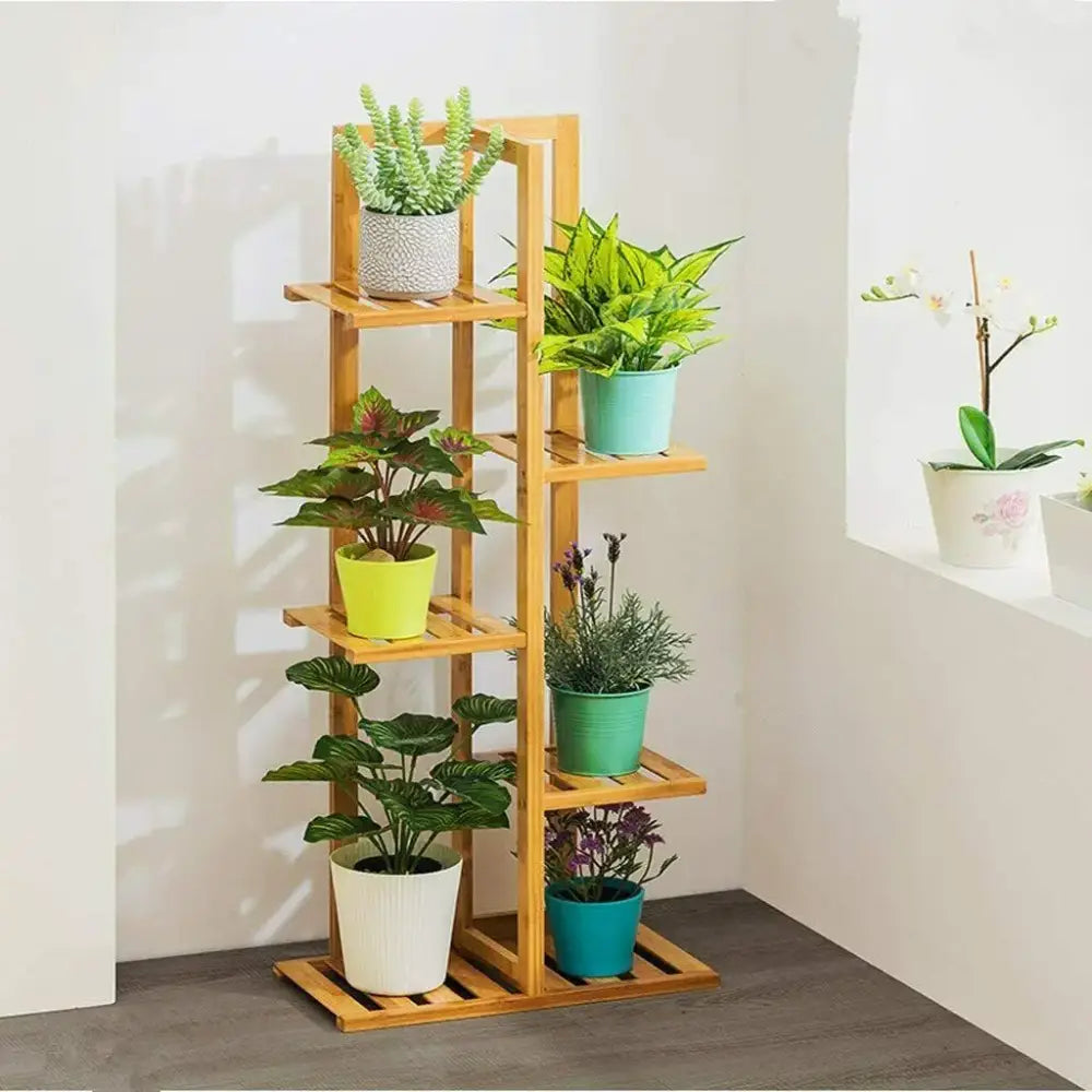 Modern bamboo plant stand 6-tier living room display shelf