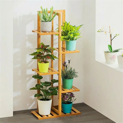 Modern bamboo plant stand 6-tier living room display shelf