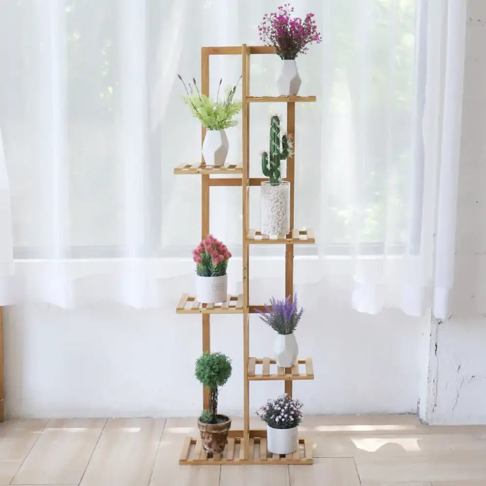 Modern bamboo plant stand 6-tier living room display shelf