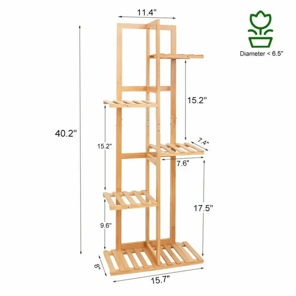 Modern bamboo plant stand 6-tier living room display shelf