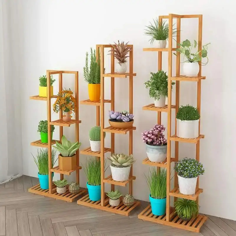Modern bamboo plant stand 6-tier living room display shelf