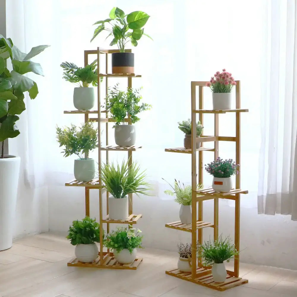 Modern bamboo plant stand 6-tier living room display shelf