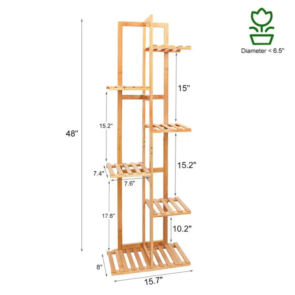 Modern bamboo plant stand 6-tier living room display shelf