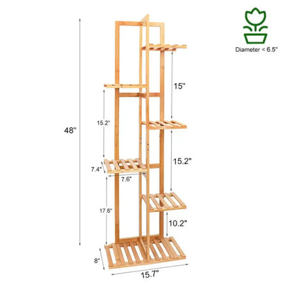 Modern bamboo plant stand 6-tier living room display shelf