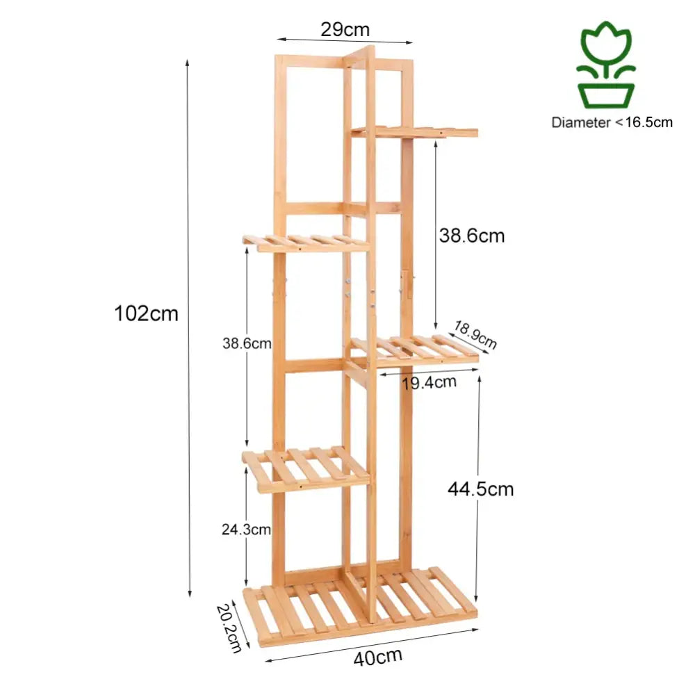Modern bamboo plant stand 6-tier living room display shelf