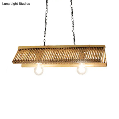 DecorBites™ Bamboo Roof Design Pendant Light with 2 Bulbs for Restaurant or Home Décor