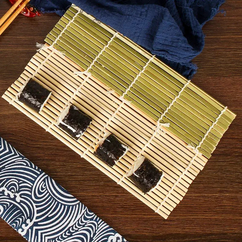 Bamboo sushi rolling mat and onigiri rice paddles kitchen tool