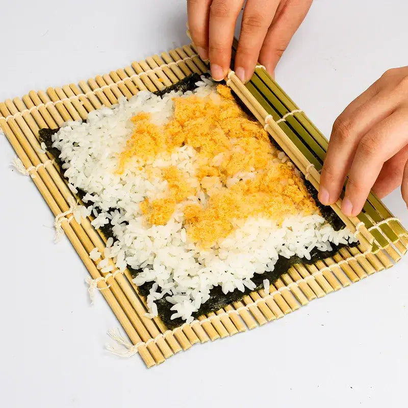 Bamboo sushi rolling mat and onigiri rice paddles kitchen tool