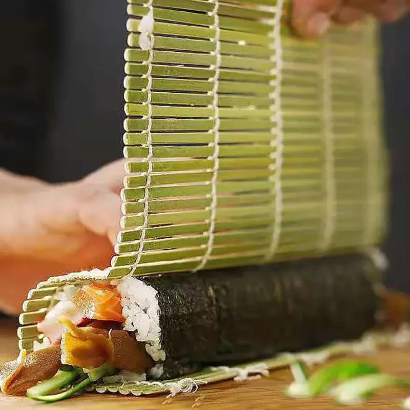 Bamboo sushi rolling mat and onigiri rice paddles kitchen tool